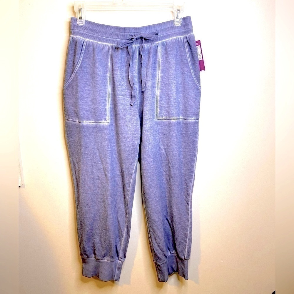 NWT Ambrielle Drawstring Cropped Jogger Sweatpants in Antique Blue Size Small - Picture 2 of 8